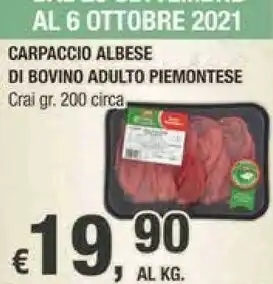 Crai Crai Carpaccio Albese Di Bovino Adulto Piemontese offerta