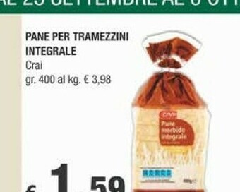 Crai Crai Pane Per Tramezzini Integrale offerta