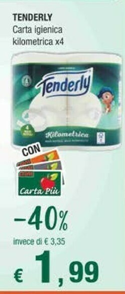 Crai Tenderly Carta Igienica Kilometrica 4 Rotoli offerta