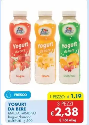 YOGURT DA BERE MALGA PARADISO fragola/banana multifrutti - g 500
