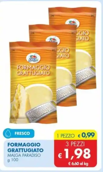 MD Discount FORMAGGIO GRATTUGIATO MALGA PARADISO g 100 offerta