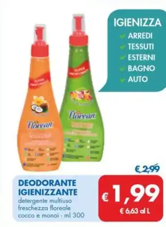 MD Discount DEODORANTE IGIENIZZANTE detergente multiuso freschezza floreale cocco e monoi - ml 300 offerta