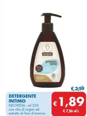MD Discount DETERGENTE INTIMO NEOVEDA- ml 250 con olio di argan ed estratto di fiori d'arancio offerta