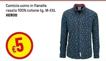 Iper La Grande Herod Camicia Uomo In Flanella Rasata 100% Cotone offerta