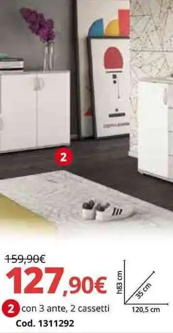 Brico Io Buffet serie Londra con 3 ante, 2 cassetti offerta