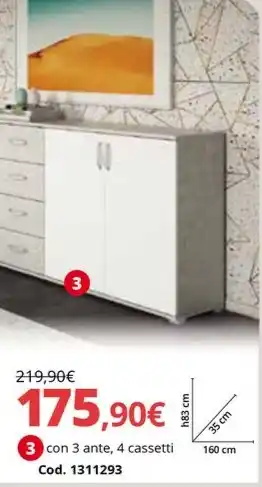 Brico Io Buffet serie Londra con 3 ante, 4 cassetti offerta