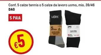 Iper La Grande Dag Conf 5 Calze Tennis O 5 Calze Da Lavoro Uomo offerta