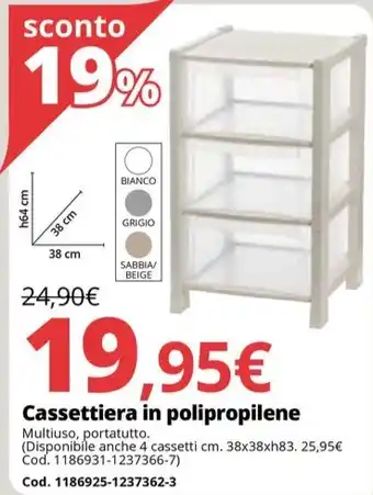 Cassettiera in polipropilene