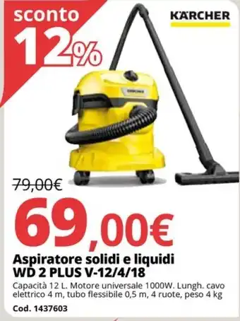Brico Io Aspiratore solidi e liquidi WD 2 PLUS V-12/4/18 offerta