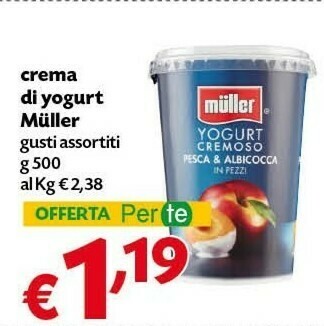 Pam Muller Crema Di Yogurt Pesca & Albicocca 500 G(ml) offerta