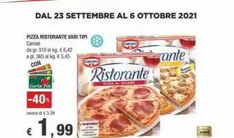 Crai Cameo Pizza Al Salame Ristorante 320 G(ml) offerta