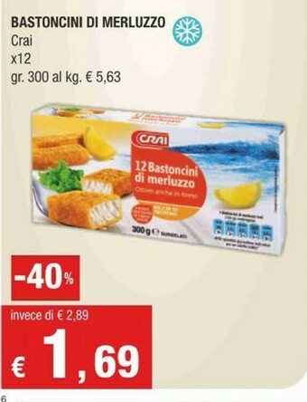 Crai Crai - 12 Bastoncini Di Merluzzo 300 G(ml) offerta