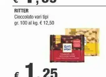 Crai Ritter sport Cioccolato Vari Tipi offerta