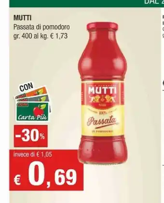 Crai Mutti Passata Di Pomodoro 400 G(ml) offerta