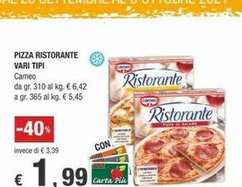 Crai Cameo Pizza Ai Funghi Ristorante 365 G(ml) offerta
