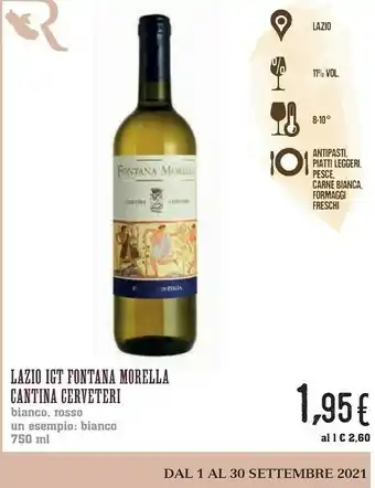 Conad City Cantina Cerveteri - Fontana Morella Lazio Rosso 750 G(ml) offerta
