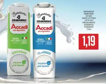 Supermercati Piccolo GRANAROLO BENESSERE ACCADI SENZA LATTOSIO LATTE UHT PARZIALMENTE SCREMATO/ SCREMATO 1 Litro offerta