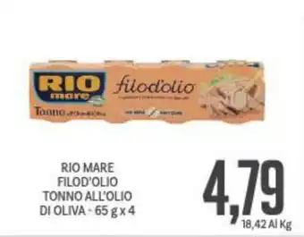 Supermercati Piccolo RIO MARE FILOD'OLIO TONNO ALL'OLIO DI OLIVA-65 g x 4 offerta
