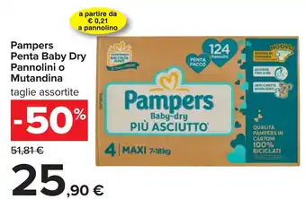 Carrefour Pampers Penta Baby Dry Pannolini o Mutandina offerta
