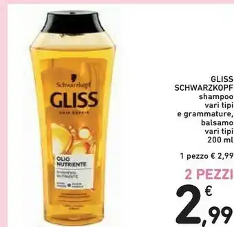 Conad Schwarzkopf Gliss Shampoo Olio Nutriente 200ml offerta