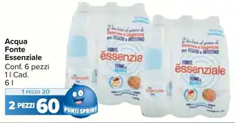 Carrefour Market Acqua Fonte Essenziale Conf. 6 pezzi 1 l Cad. 6 l offerta