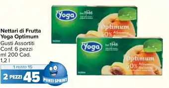 Carrefour Market Nettari di Frutta Yoga Optimum Gusti Assortiti Conf. 6 pezzi ml 200 Cad. 1,2 l offerta