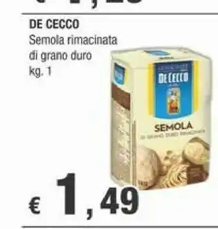 Crai De Cecco Semola Di Grano Duro Rimacinata 1000 G(ml) offerta