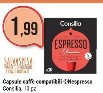 Supermercati Gulliver Consilia Capsule Caffe Compatibili Nespresso offerta