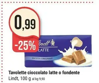 Supermercati Gulliver Lindt Cioccolato Fondente offerta