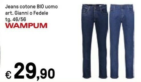 Wampum Jeans Cotone Bio Uomo Art Gianni O Fedele Tg 46/56 offerta di Iper  La Grande