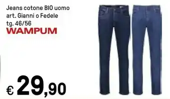 Iper La Grande Wampum Jeans Cotone Bio Uomo Art Gianni O Fedele Tg 46/56 offerta
