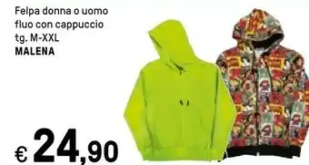 Iper La Grande Malena Felpa Donna O Uomo Fluo Con Cappuccio offerta