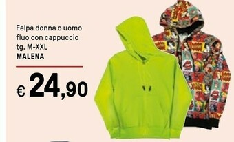 Iper La Grande Malena Felpa Donna O Uomo Fluo Con Cappuccio Tg M-xxl offerta