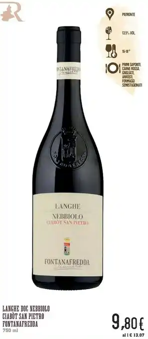 Conad Superstore Fontanafredda Lange DOC Nebbiolo Ciabot San Pietro offerta