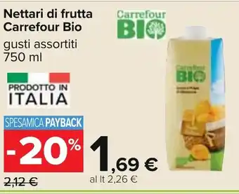 Carrefour Nettari di frutta Carrefour Bio gusti assortiti 750 ml offerta