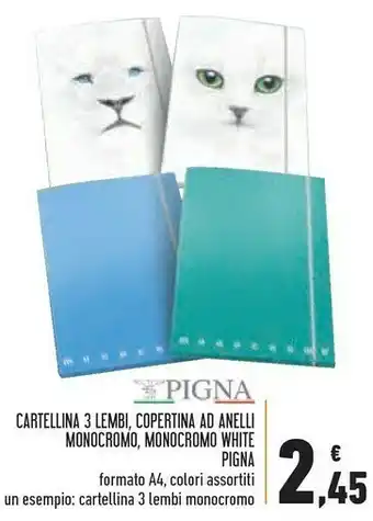 Conad Superstore Pigna Cartellina 3 Lembi, Copertina Ad Anelli Monocromo, Monocromo White offerta