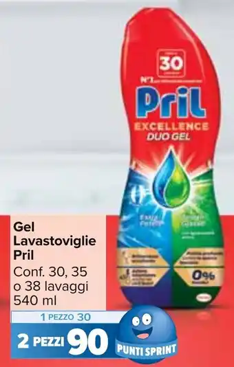 Carrefour Market Gel Lavastoviglie Pril Conf. 30, 35 o 38 lavaggi 540 ml offerta