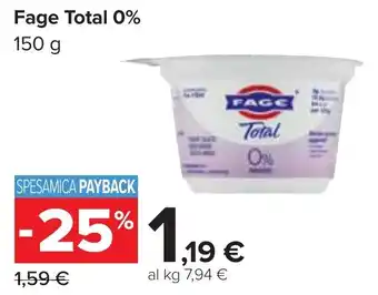 Carrefour Fage Total 0% 150 g offerta