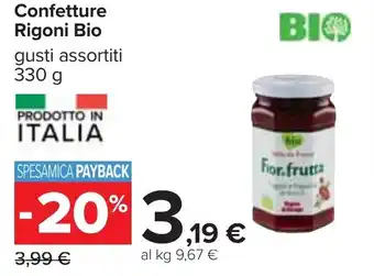Carrefour Confetture Rigoni Bio gusti assortiti 330 g offerta
