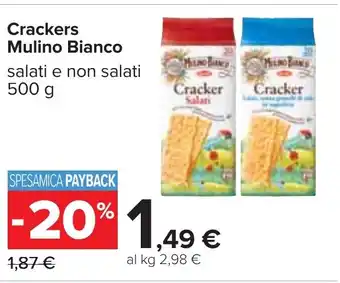 Carrefour Crackers Mulino Bianco salati e non salati 500 g offerta