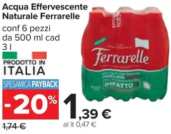 Carrefour Acqua Effervescente Naturale Ferrarelle 3 l offerta