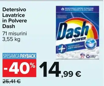 Carrefour Detersivo Lavatrice in Polvere Dash 71 misurini 3,55 kg offerta