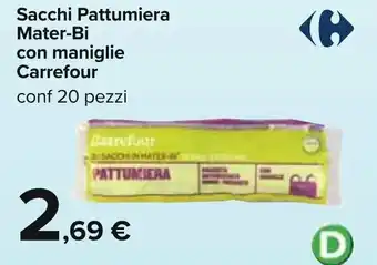Carrefour Sacchi Pattumiera Mater-Bi con maniglie Carrefour conf 20 pezzi offerta
