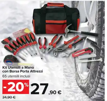 Carrefour Kit Utensili a Mano con Borsa Porta Attrezzi offerta