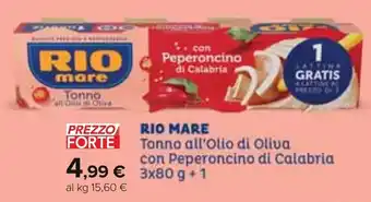 Carrefour RIO MARE Tonno all'Olio di Oliva con Peperoncino di Calabria offerta