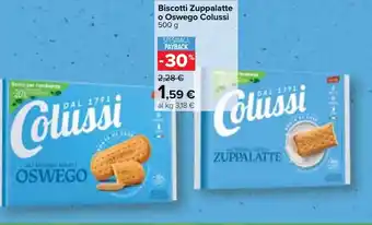 Carrefour Biscotti Zuppalatte o Oswego Colussi 500 g offerta