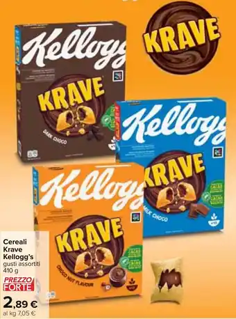 Carrefour Cereali Krave Kellogg's gusti assortiti 410 g offerta
