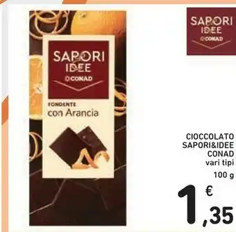 Conad Conad Cioccolato Fondente Con Arancia 100g offerta