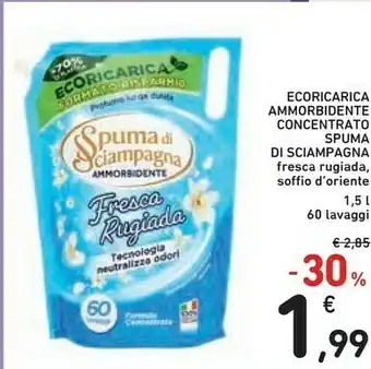 Conad Spuma di Sciampagna Ecoricarica Ammorbidente Concentrato 1500 Ml offerta