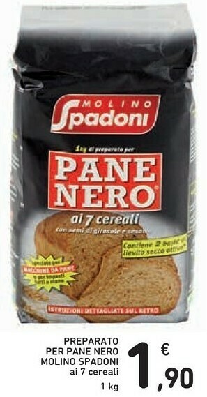 Conad Molino spadoni Preparato Per Pane Nero Ai Cereali 1000 G(ml) offerta